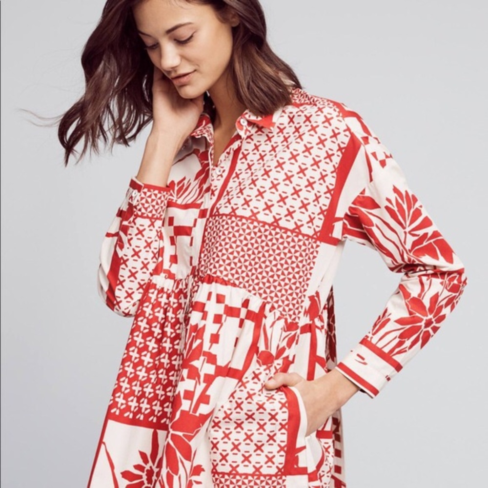 Anthropologie Maeve printmaker poplin dress
